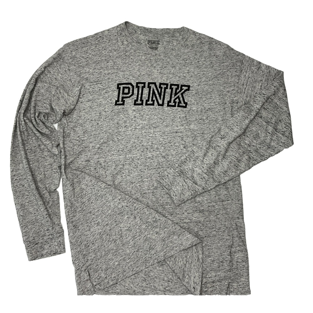 Victorias Secret PINK T Shirt Women Sz XS Long Sleeve Crewneck Pullover Logo